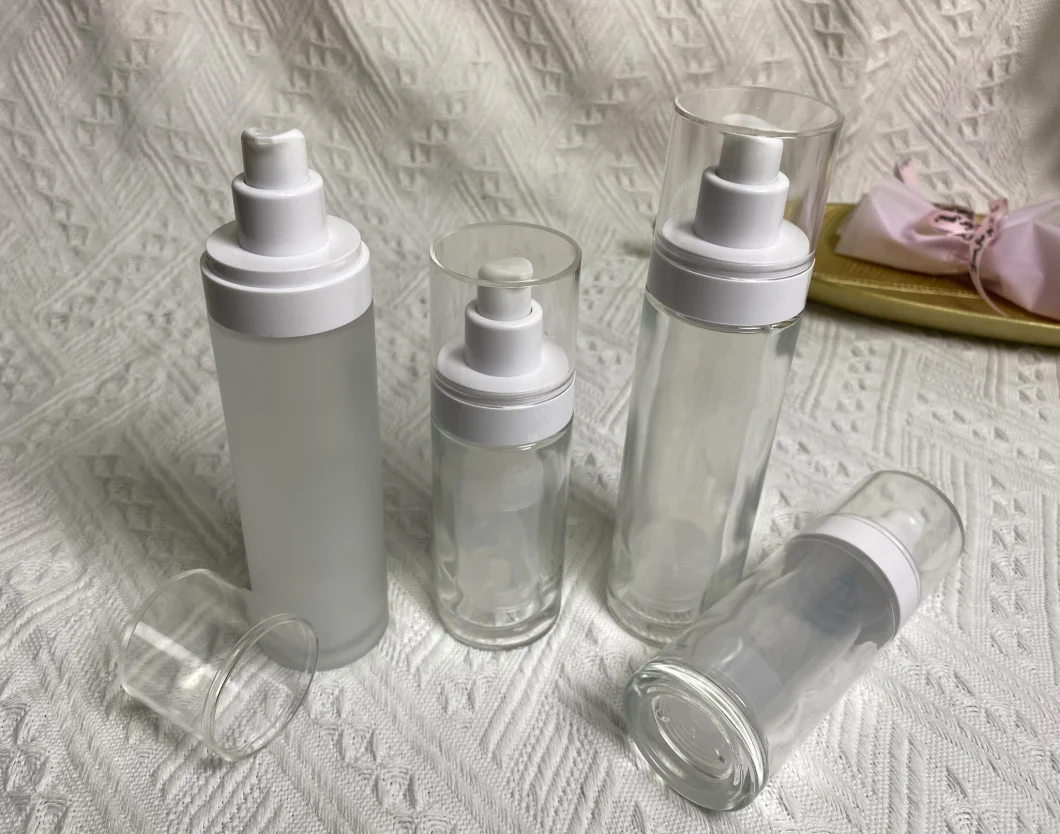 Glass Airless Pump Cosmetics Bottle 30ml with Inner PP Bottle for Lotion Serum PCR Replaceable Assembly