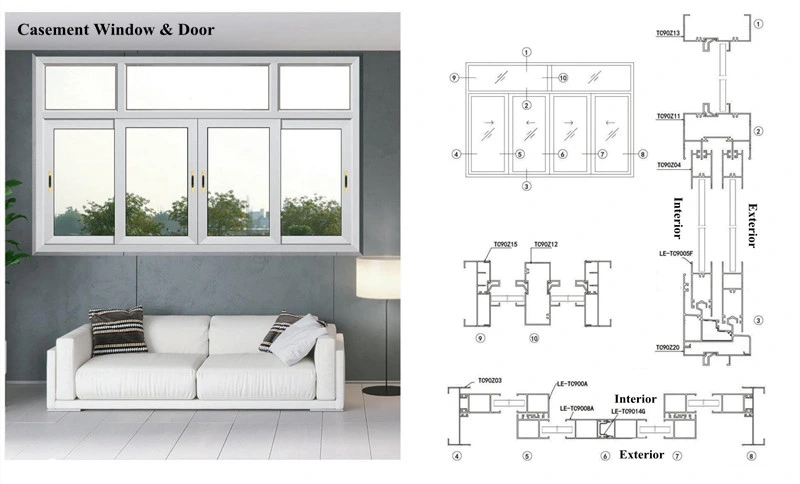 6000 Series Alloy 6063 T3 Powder Coating Extrusion Aluminum Profiles for Door and Window Section