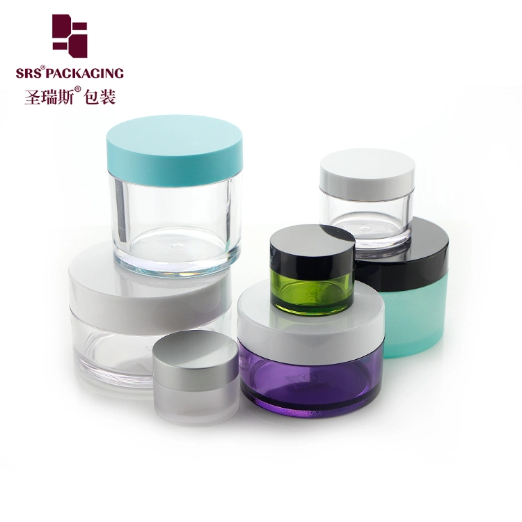 SRS Cosmetic Packaging Eco Friendly 3g 5g 10g 15g 30g 50g 80g 100g 150g Gold Airless Clear AS PETG PET Food Grade Skincare Facemask Cream Nail Hair Plastic Jar