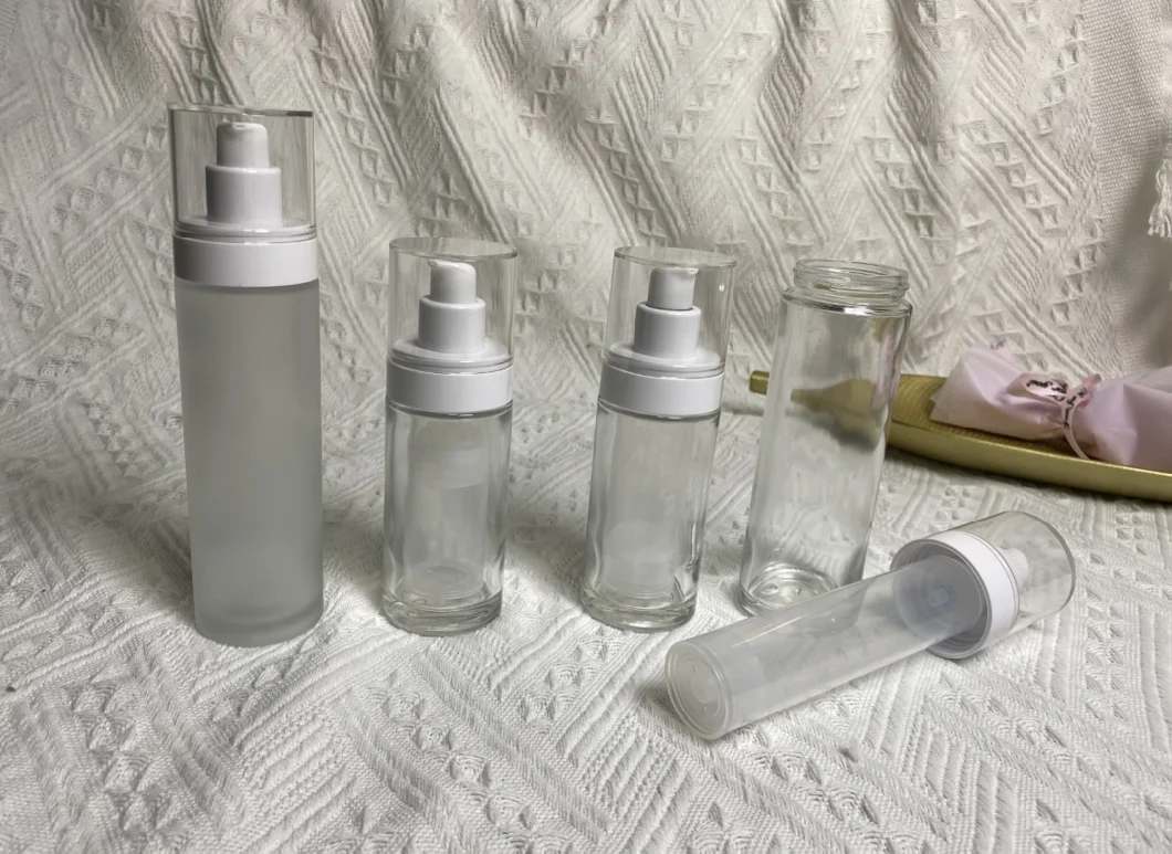 Glass Airless Pump Cosmetics Bottle 30ml with Inner PP Bottle for Lotion Serum PCR Replaceable Assembly